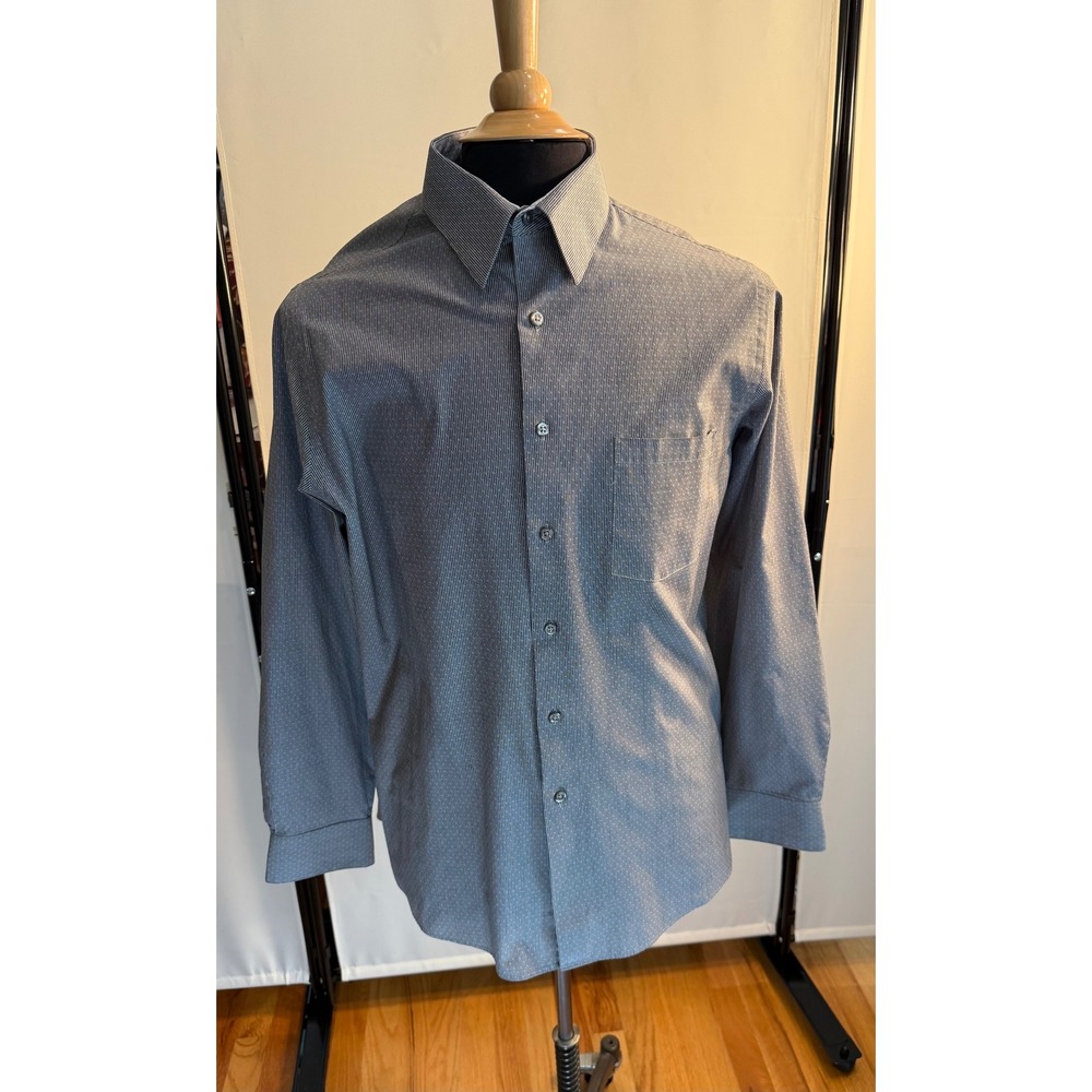 Van Heusen Air Regular Fit Stretch Shirt Mens 16 Gray Micro Stripe Long Slv